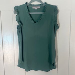Green sleeveless blouse, Loft. Size XS